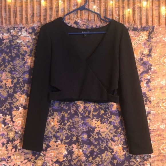 Express Tops - Express Long Sleeve Black Crop Top with Cutouts!